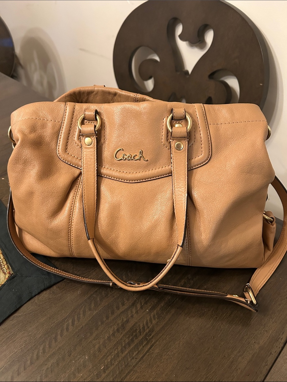 Coach Tan Pebble Leather Shoulder Satchel real leather like new
